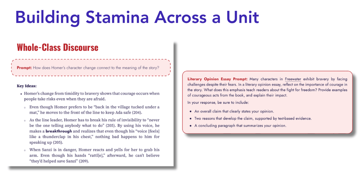 Building stamina across a unit example